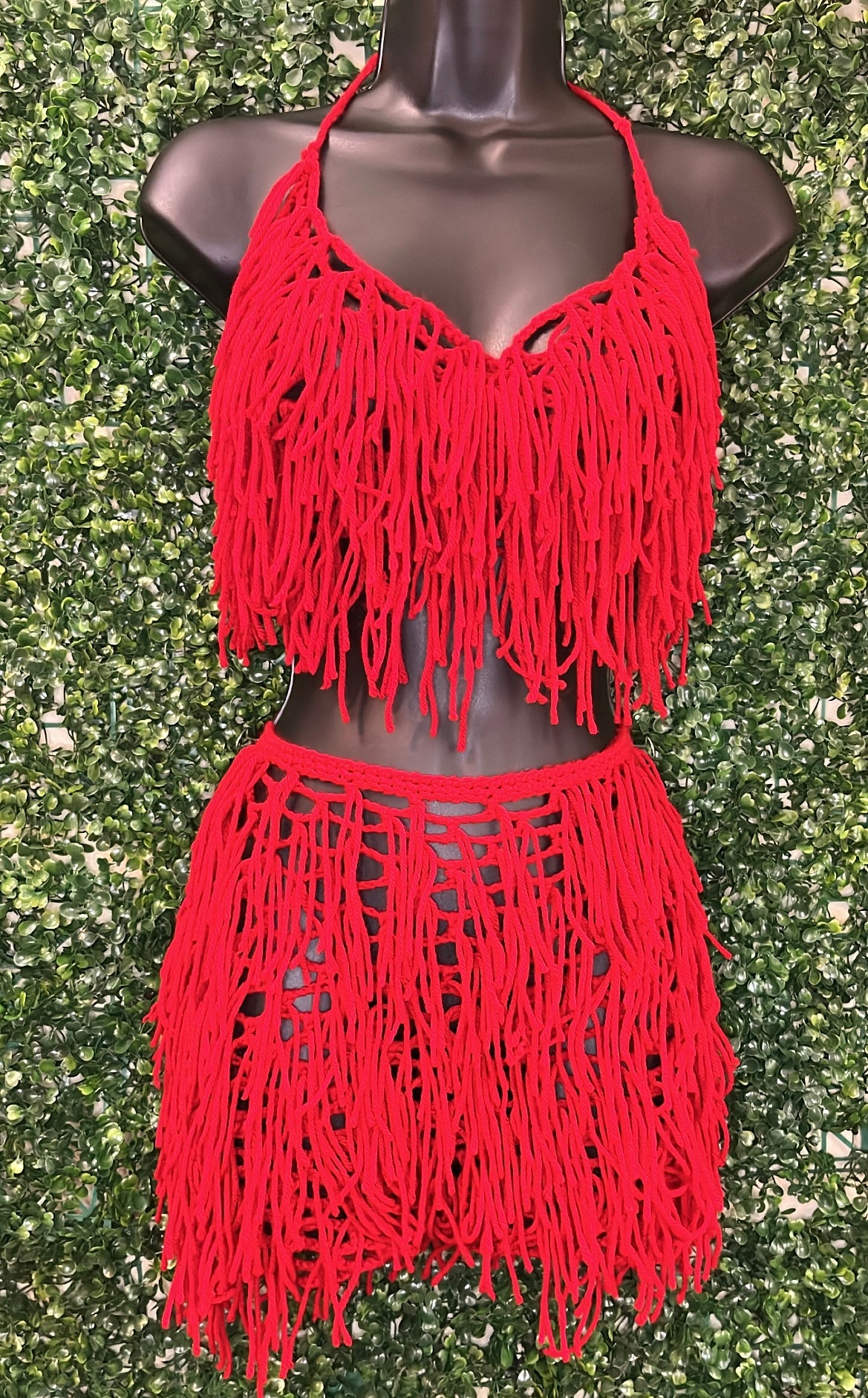 2 Piece Red Fringe Set